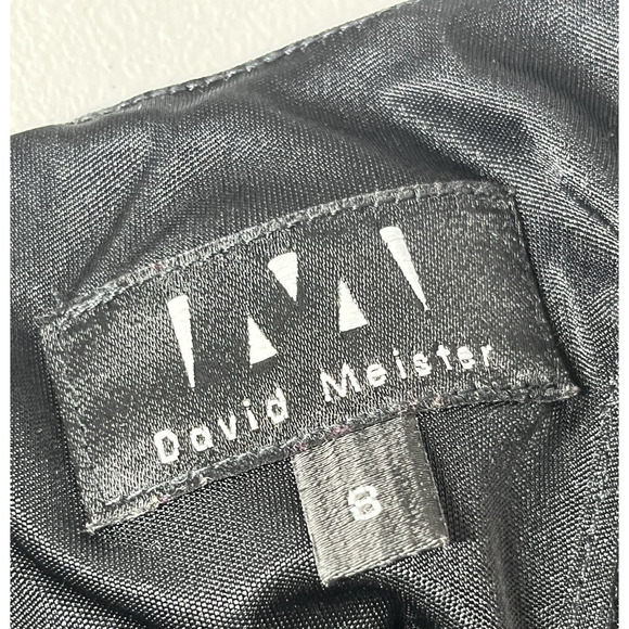 Vintage David Meister Cocktail Dress 8 Black Halter Sheath Ruffle Evening USA - Picture 7 of 10